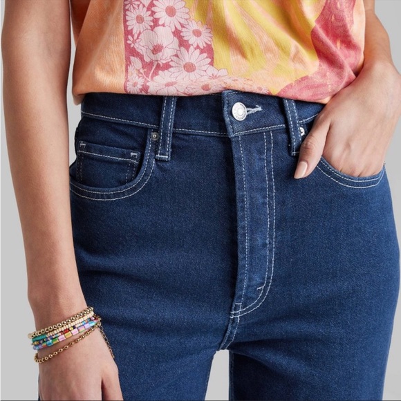 Super-High Rise Contrast Stitch Straight Jeans - Wild Fable - Picture 3 of 7